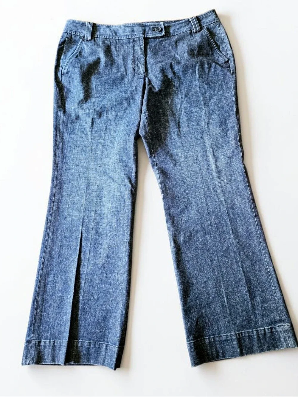 Talbots 18W Wide Leg Trouser Jeans NWT Dark Wash Cotton Blend